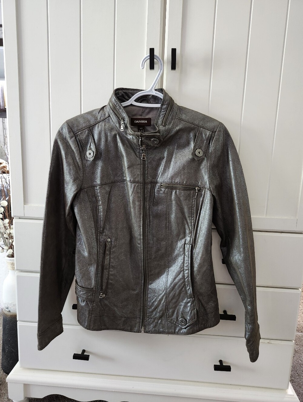 Danier Metallic Charcoal Leather Jacket - Women's